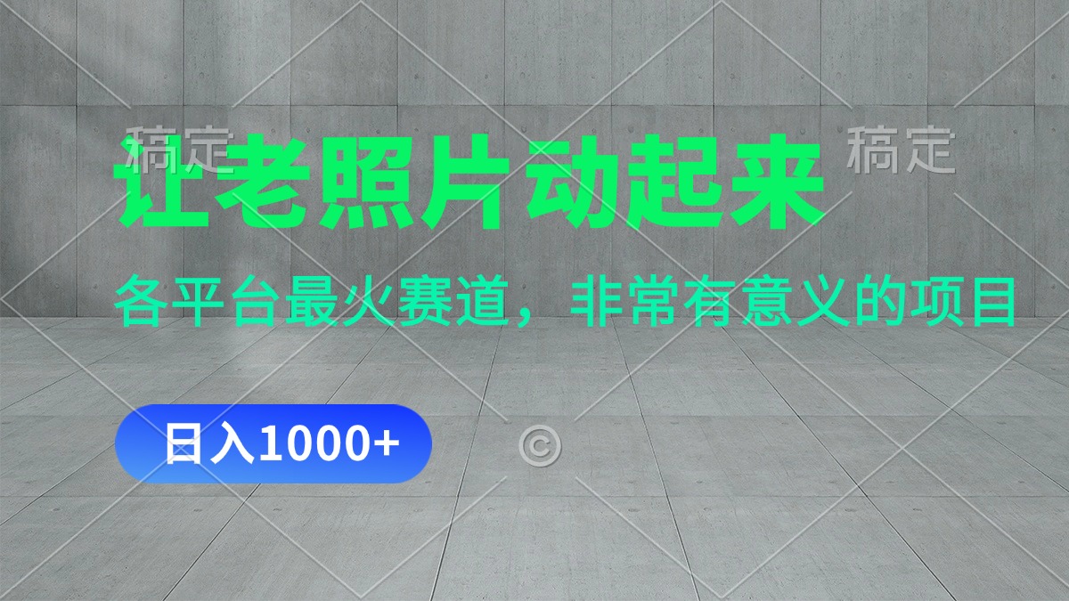 （11671期）让老照片动起来，一天变现1000+，各平台最火赛道，看完就会-中创项目网