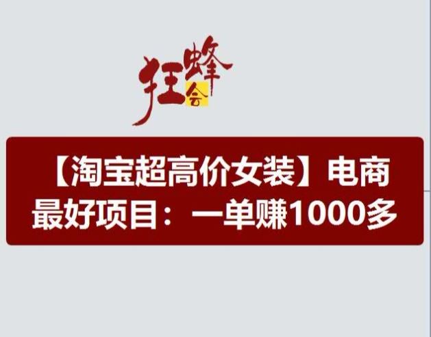 淘宝超高价女装项目，电商最好赛道，一单赚1000多-中创项目网
