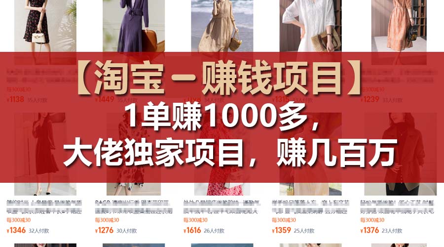 （11685期）【淘宝赚钱项目】1单可赚1000多，大佬独家项目，年赚几百万-中创项目网