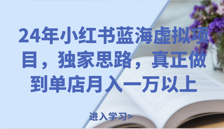 24年小红书蓝海虚拟项目，独家思路，真正做到单店月入一万以上。-中创项目网