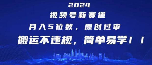2024视频号新赛道，月入5位数+，原创过审，搬运不违规，简单易学【揭秘】-中创项目网