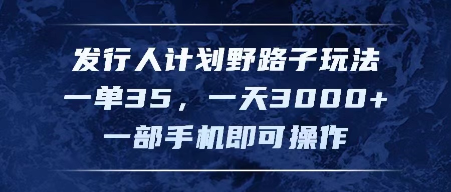（11750期）发行人计划野路子玩法，一单35，一天3000+，一部手机即可操作-中创项目网