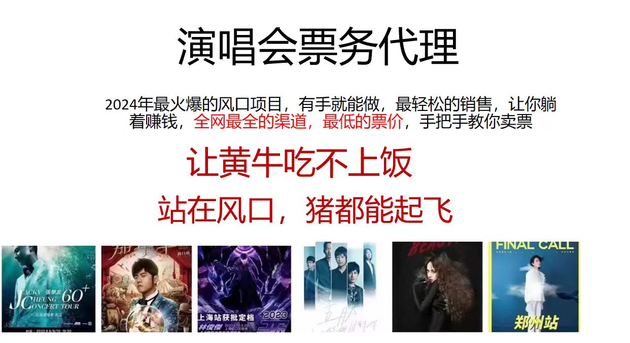 （11753期）演唱会票务代理，2024年最火爆风口项目，全网最低的票价，小白一分钟上…-中创项目网