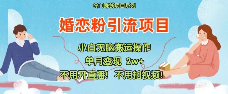 小红书婚恋粉引流，不用开直播，不用拍视频，不用做交付【揭秘】-中创项目网