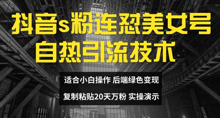 抖音s粉连怼美女号自热引流技术复制粘贴，20天万粉账号，无需实名制，矩阵操作【揭秘】-中创项目网