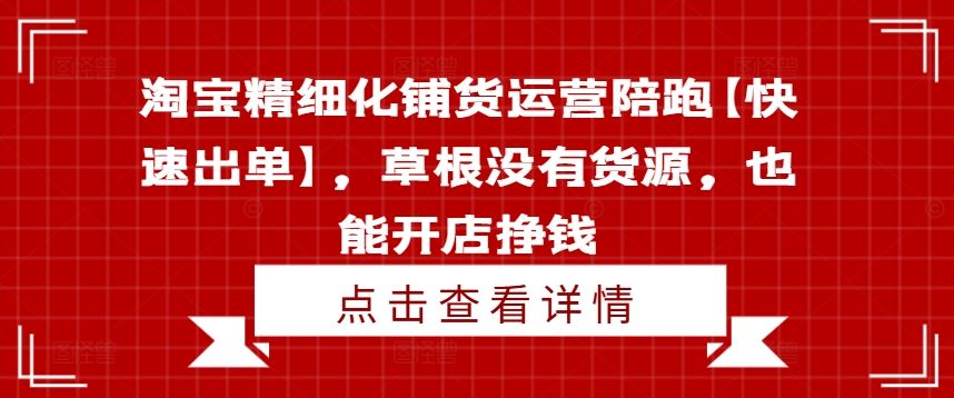 淘宝精细化铺货运营陪跑【快速出单】，草根没有货源，也能开店挣钱-中创项目网