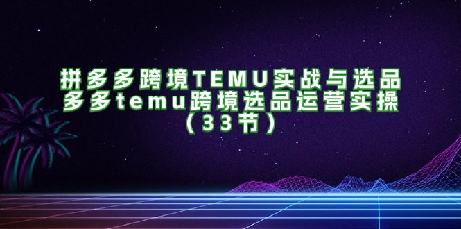 （11934期）拼多多跨境TEMU实战与选品，多多temu跨境选品运营实操（33节）-中创项目网