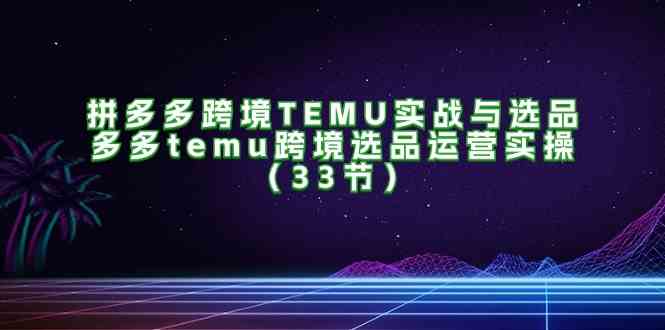 拼多多跨境TEMU实战与选品，多多temu跨境选品运营实操（33节）-中创项目网