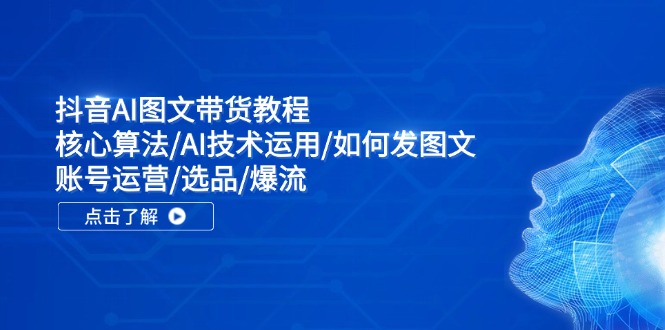 （11958期）抖音AI图文带货教程：核心算法/AI技术运用/如何发图文/账号运营/选品/爆流-中创项目网