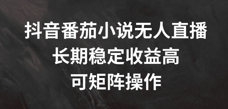 抖音番茄小说无人直播，长期稳定收益高，可矩阵操作【揭秘】-中创项目网