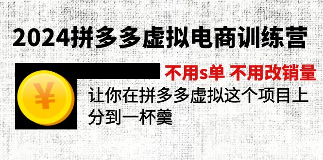 （12024期）2024拼多多虚拟电商训练营 不s单 不改销量  做虚拟项目分一杯羹(更新10节)-中创项目网