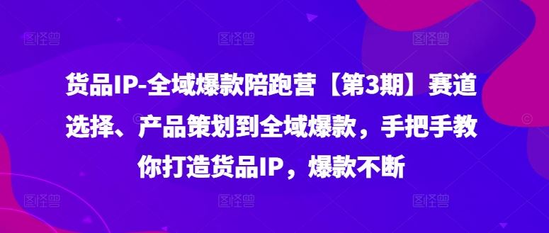 货品IP全域爆款陪跑营【第3期】赛道选择、产品策划到全域爆款，手把手教你打造货品IP，爆款不断-中创项目网