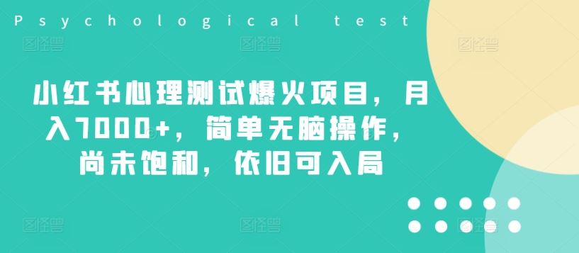 小红书心理测试爆火项目，月入7000+，简单无脑操作，尚未饱和，依旧可入局-中创项目网