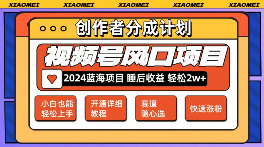 （12084期）微信视频号大风口项目 轻松月入2w+ 多赛道选择，可矩阵，玩法简单轻松上手-中创项目网