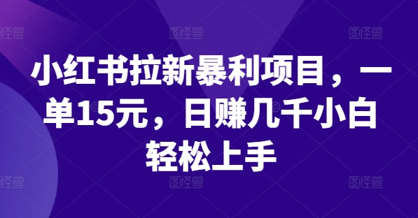 小红书拉新暴利项目，一单15元，日赚几千小白轻松上手-中创项目网