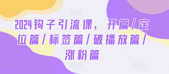 2024钩子引流课，开篇/定位篇/标签篇/破播放篇/涨粉篇-中创项目网