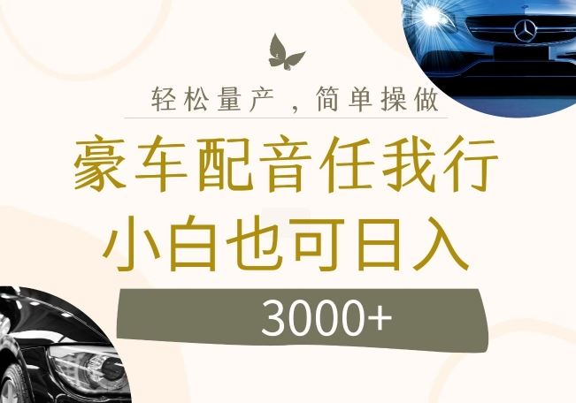 不为人知的暴力小项目，豪车配音，日入几张【揭秘】-中创项目网