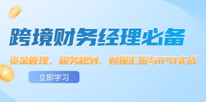 （12323期）跨境 财务经理必备：资金管理、税务规划、财报汇报与IPO实战-中创项目网
