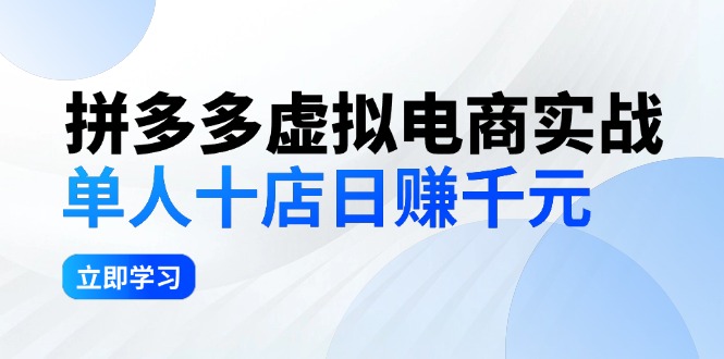 （12326期）拼多多虚拟电商实战：单人10店日赚千元，深耕老项目，稳定盈利不求风口-中创项目网