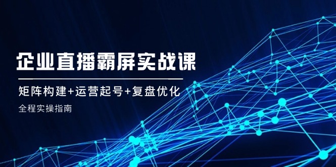 企业直播霸屏实战课：矩阵构建+运营起号+复盘优化，全程实操指南-中创项目网