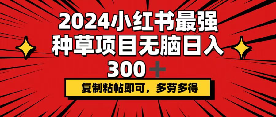（12336期）2024小红书最强种草项目，无脑日入300+，复制粘帖即可，多劳多得-中创项目网