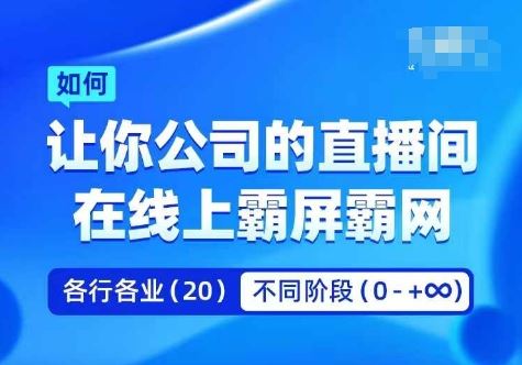 企业矩阵直播霸屏实操课，让你公司的直播间在线上霸屏霸网-中创项目网