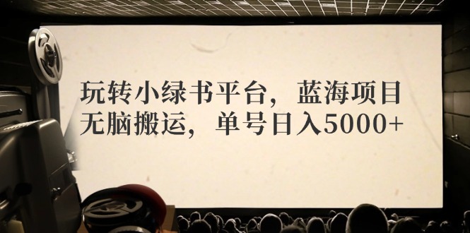 （12366期）玩转小绿书平台，蓝海项目，无脑搬运，单号日入5000+-中创项目网