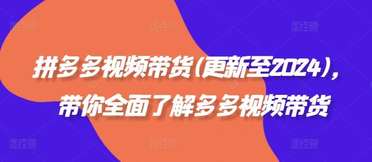 拼多多视频带货(更新至2024)，带你全面了解多多视频带货-中创项目网