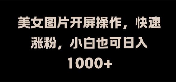 美女图片开屏操作，快速涨粉，小白也可日入1k【揭秘】-中创项目网