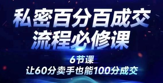 私密百分百成交流程线上训练营，绝对成交，让60分卖手也能100分成交-中创项目网
