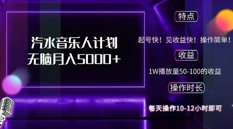 （12429期）抖音汽水音乐人计划无脑月入5000+-中创项目网