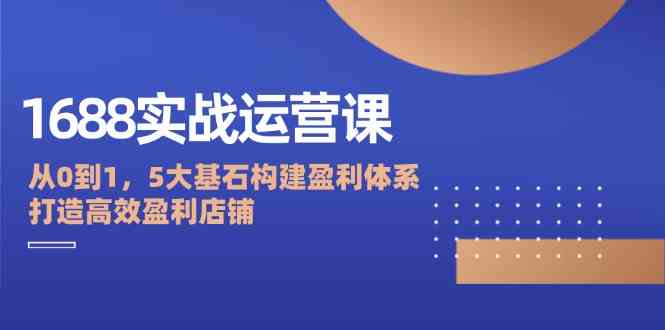 1688实战运营课：从0到1，5大基石构建盈利体系，打造高效盈利店铺-中创项目网
