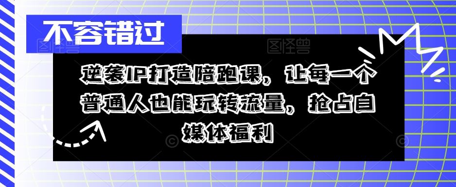 逆袭IP打造陪跑课，让每一个普通人也能玩转流量，抢占自媒体福利-中创项目网