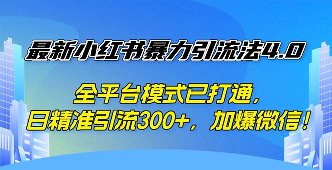 （12505期）最新小红书暴力引流法4.0， 全平台模式已打通，日精准引流300+，加爆微…-中创项目网