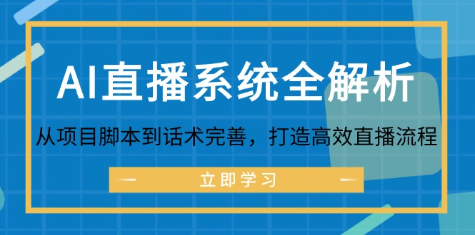 （12509期）AI直播系统全解析：从项目脚本到话术完善，打造高效直播流程-中创项目网