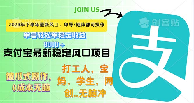 （12563期）下半年最新风口项目，支付宝最稳定玩法，0成本无脑操作，最快当天提现…-中创项目网
