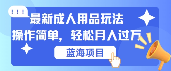 最新成人用品项目玩法，操作简单，动动手，轻松日入几张【揭秘】-中创项目网