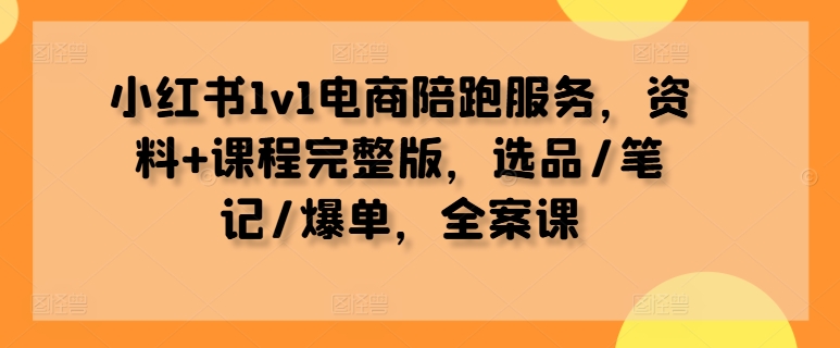 小红书1v1电商陪跑服务，资料+课程完整版，选品/笔记/爆单，全案课-中创项目网