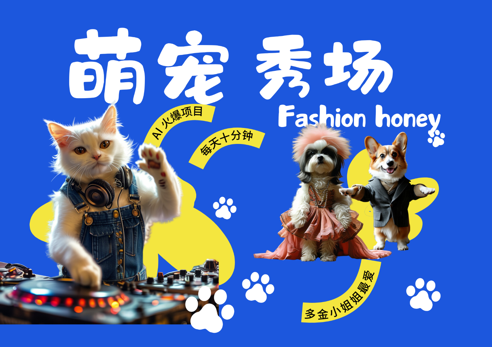 酷飒动物跳舞走秀  时尚喵FASHION汪 多金小姐姐最爱的 轻松月入破W-中创项目网