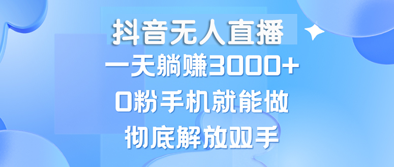 （13038期）抖音无人直播，一天躺赚3000+，0粉手机就能做，新手小白均可操作-中创项目网
