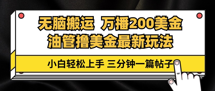 （13050期）油管无脑搬运撸美金玩法教学，万播200刀，三分钟一篇帖子，小白轻松上手-中创项目网