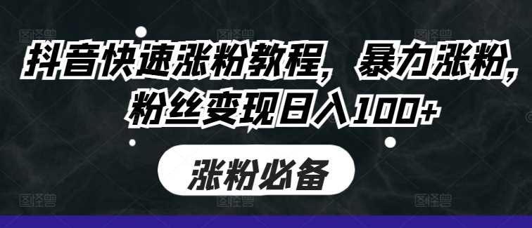 抖音快速涨粉教程，暴力涨粉，粉丝变现日入100+-中创项目网