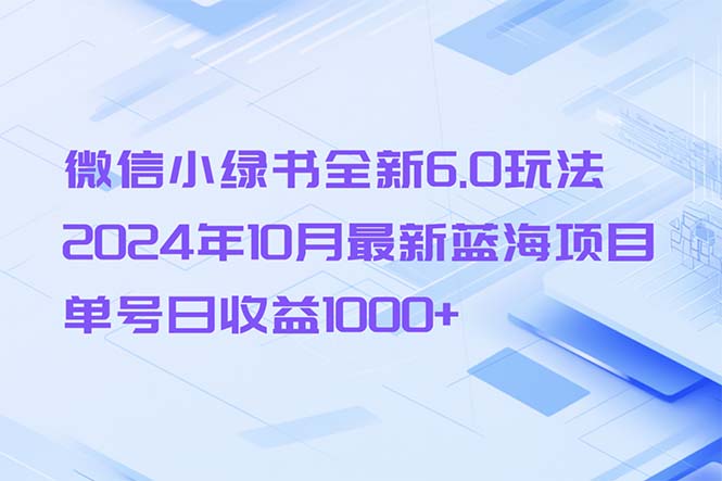 （13052期）微信小绿书全新6.0玩法，2024年10月最新蓝海项目，单号日收益1000+-中创项目网