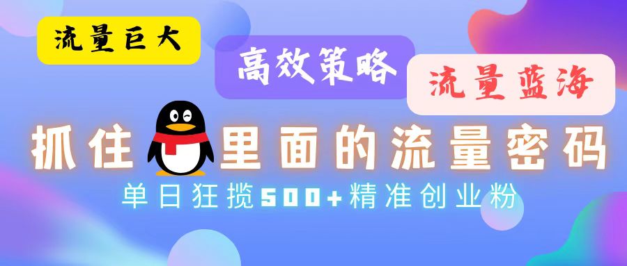 （13068期）流量蓝海，抓住QQ里面的流量密码！高效策略，单日狂揽500+精准创业粉-中创项目网