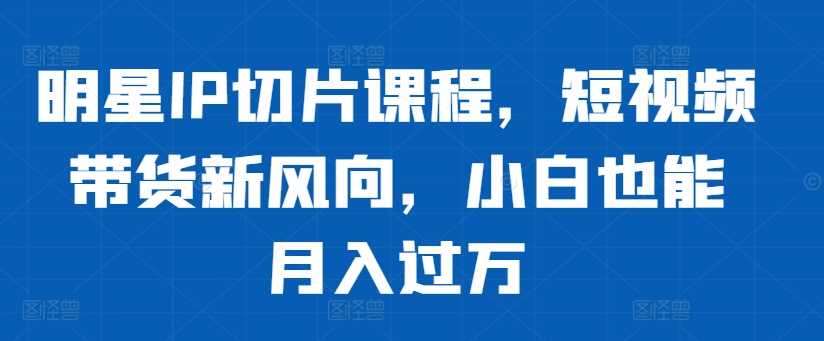明星IP切片课程，短视频带货新风向，小白也能月入过万-中创项目网