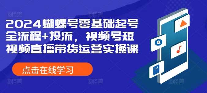 2024蝴蝶号零基础起号全流程+投流，视频号短视频直播带货运营实操课-中创项目网