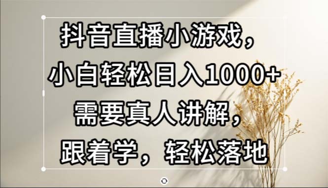（13075期）抖音直播小游戏，小白轻松日入1000+需要真人讲解，跟着学，轻松落地-中创项目网