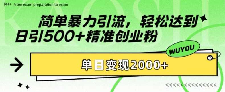 简单暴力引流，轻松达到日引500+精准创业粉，单日变现2k【揭秘】-中创项目网
