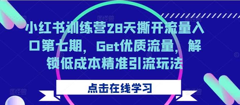 小红书训练营28天撕开流量入口第七期，Get优质流量，解锁低成本精准引流玩法-中创项目网