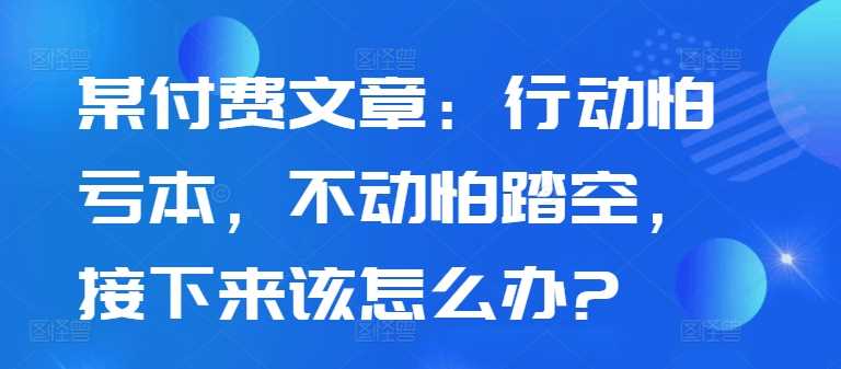 某付费文章：行动怕亏本，不动怕踏空，接下来该怎么办?-中创项目网